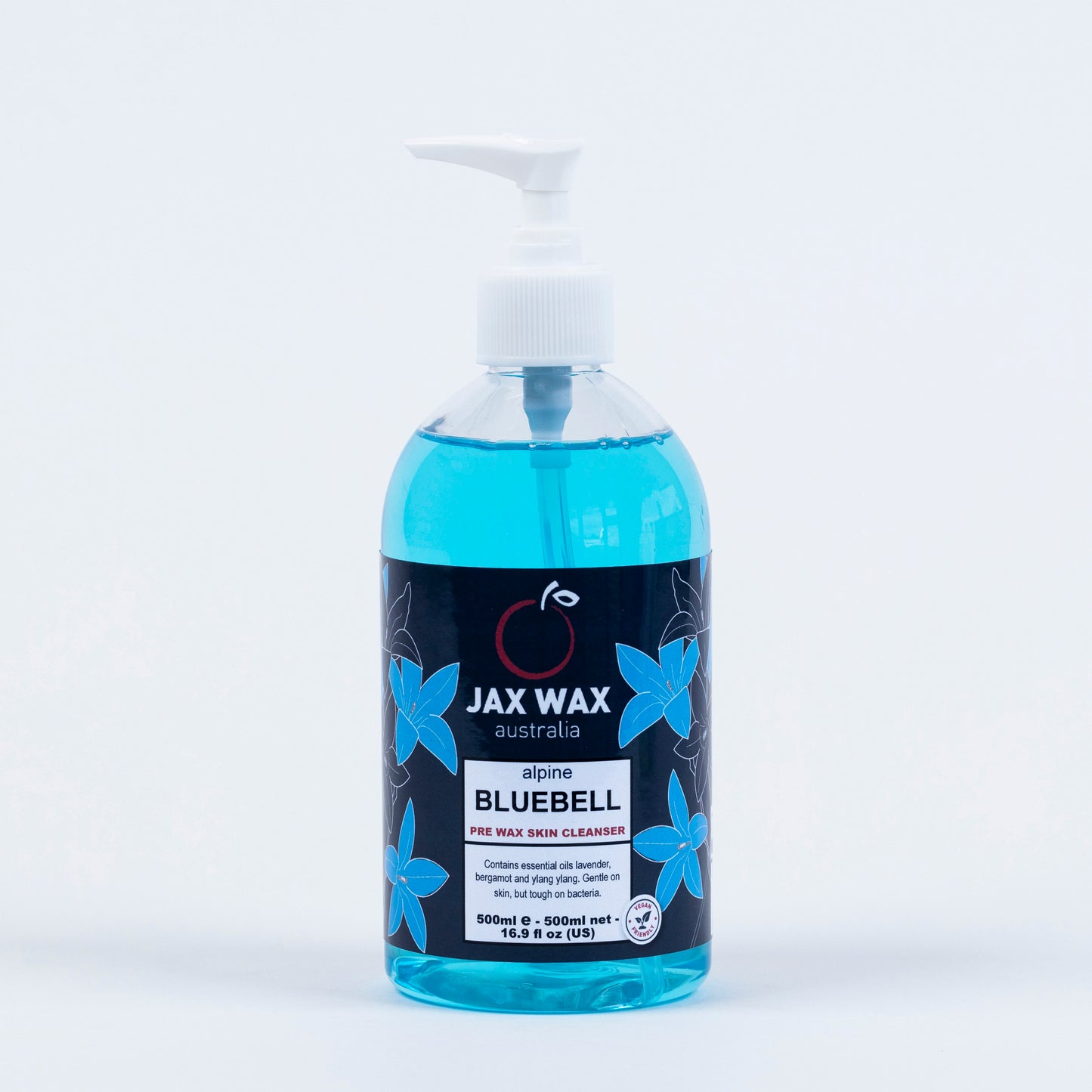 jax wax Alpine Bluebell Pre Wax Cleanser Pump 500ml