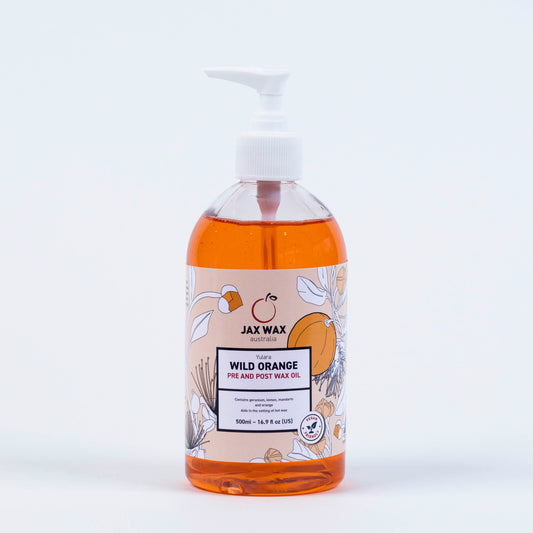 jax wax Yulara Wild Orange Pre & Post Wax Oil Pump 500ml