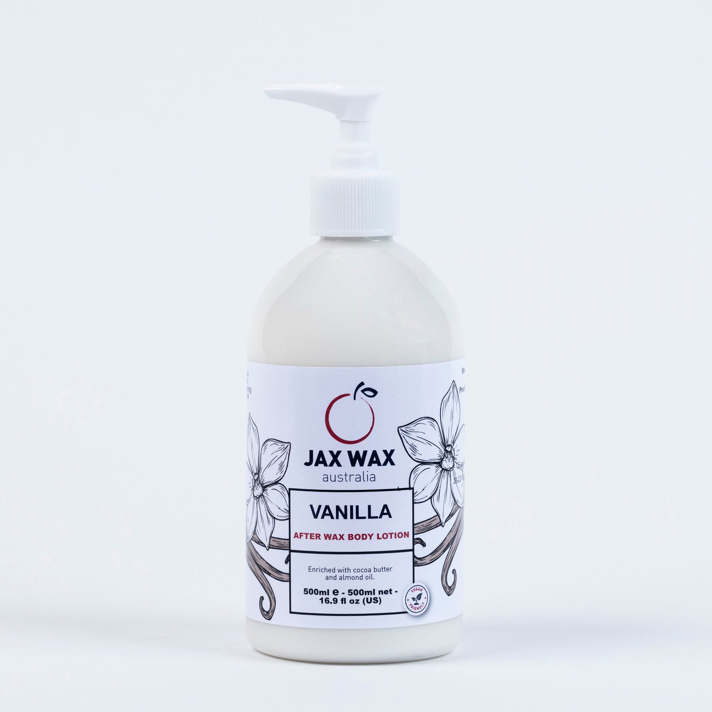 jax wax Cocoa Butter & Vanilla After Wax Body Lotion Pump 500ml